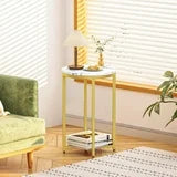 Lamerge Modern Gold Side Table Set - Durable and Stable End Tables for Living Room, Small Table & Bedside Tables with Faux Marble Top, Easy to Clean Small End Table, Stylish and Functional Design