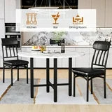 Lamerge Round Dining Table Set for 4,Wood Round Kitchen Table and Chairs Set for 4,Modern Dining Room Table Set with 4 Faux Leather Chairs,Round Dinner Table for Small Space,White+Black