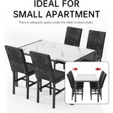 Lamerge Products 5-Piece Marble Dining Set, Modern Kitchen Table and Chairs for Dining Room, Dinette, Compact Space Saving Furniture, 4 Upholstered Velvet Chairs - White