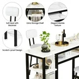 Lamerge Bar Dining Table Set for 2, 3 Piece Bar Table and Chairs Set, Kitchen Counter Height Dining Table Set, Small Kitchen Bar Table with Storage, Breakfast Nook Set for Small Space, White+Black