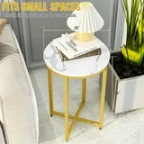 Lamerge Modern Gold Side Table Set - Durable and Stable End Tables for Living Room, Small Table & Bedside Tables with Faux Marble Top, Easy to Clean Small End Table, Stylish and Functional Design