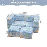 Lamerge Kids Play Couch, 5 in 1 Convertible Glow-in-the-Dark Kids Couch with Convertible Baby Play Foam and Floor Cushions for Boys and Girls, Bedroom, Playroom, Living Room. (Blue+Dinosaur)