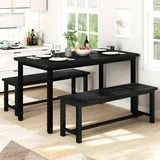 Lamerge Dining Table Chair Bench 2-Piece Set, Bench, 39-Inch, Stackable, for Dining Room Kitchen Conference Room, Black