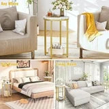 Lamerge Modern Gold Side Table Set - Durable and Stable End Tables for Living Room, Small Table & Bedside Tables with Faux Marble Top, Easy to Clean Small End Table, Stylish and Functional Design