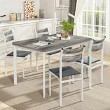 Lamerge Sets for 4, Dining Room Table with 4 PU Leather Upholstered Chairs, Modern Wood Kitchen Table and Chairs Set, Square Dinette Sets for Breakfast Nook, Gray
