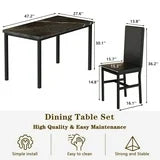 Lamerge Dining Table Set for 4, Kitchen Table and Chairs Set of 4, Faux Marble Dining Room Table Set with 4 Upholstered PU Leather Chairs, for Small Place Apartment Home (Black)