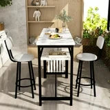 Lamerge Bar Dining Table Set for 2, 3 Piece Bar Table and Chairs Set, Kitchen Counter Height Dining Table Set, Small Kitchen Bar Table with Storage, Breakfast Nook Set for Small Space, White+Black
