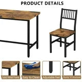 Lamerge 5 Piece Kitchen Table and Chairs Set, Dining Table Set for 4, Dining Table Set with Metal Frame, Industrial Table for Kitchen, Dining Room, Restaurant, Rustic Brown