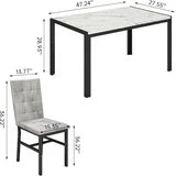 Lamerge 4 person kitchen dining table set, marble dining table and chairs with 4 PU leather chairs, suitable for apartment, kitchen, dining room, breakfast corner, small space use.