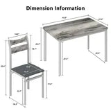 Lamerge Sets for 4, Dining Room Table with 4 PU Leather Upholstered Chairs, Modern Wood Kitchen Table and Chairs Set, Square Dinette Sets for Breakfast Nook, Gray