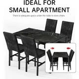 Lamerge Products 5-Piece Marble Dining Set, Modern Kitchen Table and Chairs for Dining Room, Dinette, Compact Space Saving Furniture, 4 Upholstered Velvet Chairs - Black