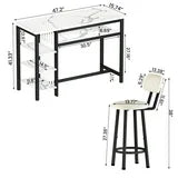 Lamerge Bar Dining Table Set for 2, 3 Piece Bar Table and Chairs Set, Kitchen Counter Height Dining Table Set, Small Kitchen Bar Table with Storage, Breakfast Nook Set for Small Space, White+Black