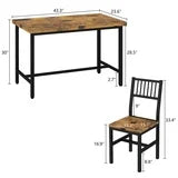 Lamerge 5 Piece Kitchen Table and Chairs Set, Dining Table Set for 4, Dining Table Set with Metal Frame, Industrial Table for Kitchen, Dining Room, Restaurant, Rustic Brown
