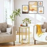 Lamerge Modern Gold Side Table Set - Durable and Stable End Tables for Living Room, Small Table & Bedside Tables with Faux Marble Top, Easy to Clean Small End Table, Stylish and Functional Design