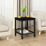 Lamerge 3 Pieces Coffee Table Set, Industrial Living Room Table Set with Metal Frame, Rectangular Coffee Table & 2 End Side Tables for Home Office Apartment, Black